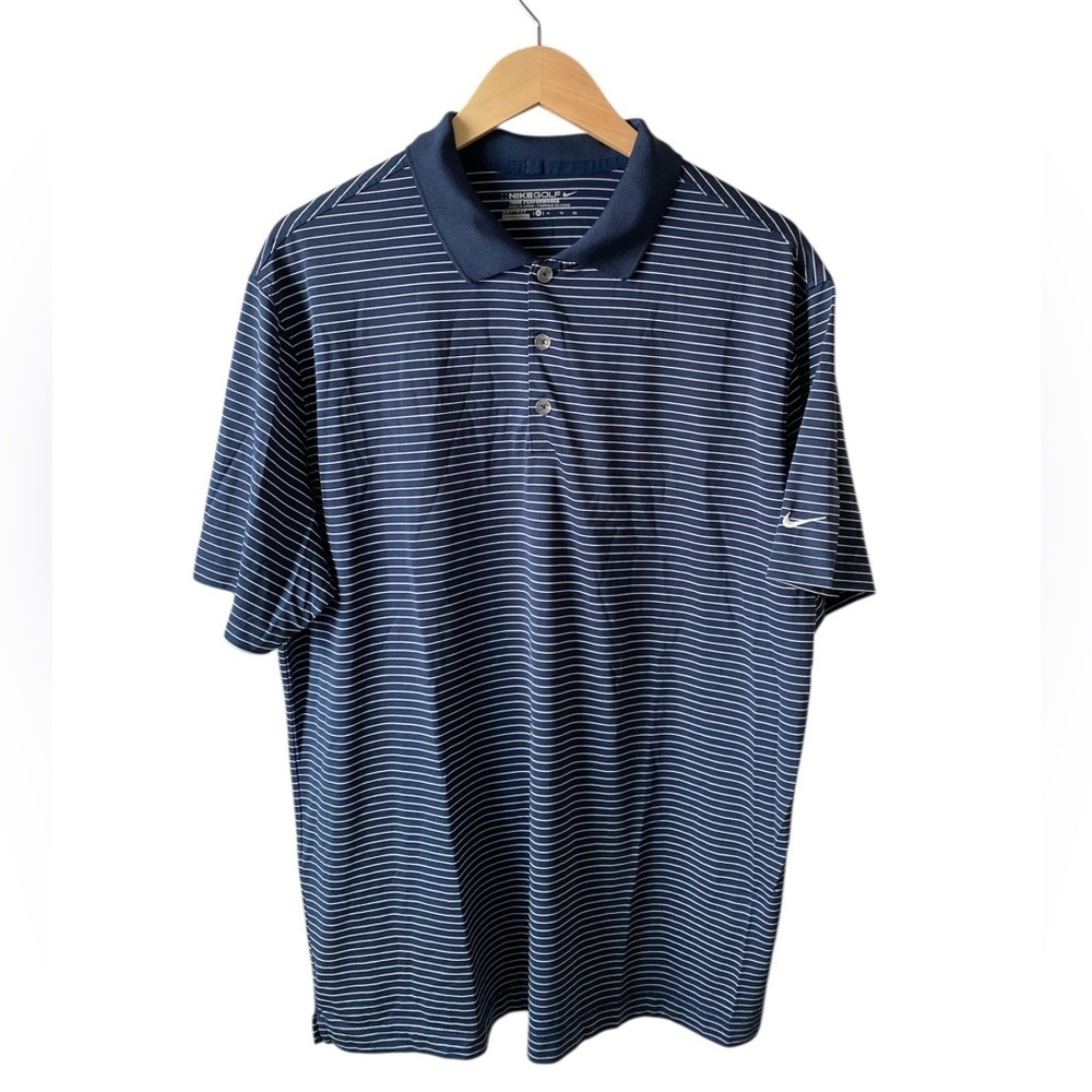 Nike Dri-Fit Men's Golf Tour Performance Polo Shirt Navy /White Striped Size XL